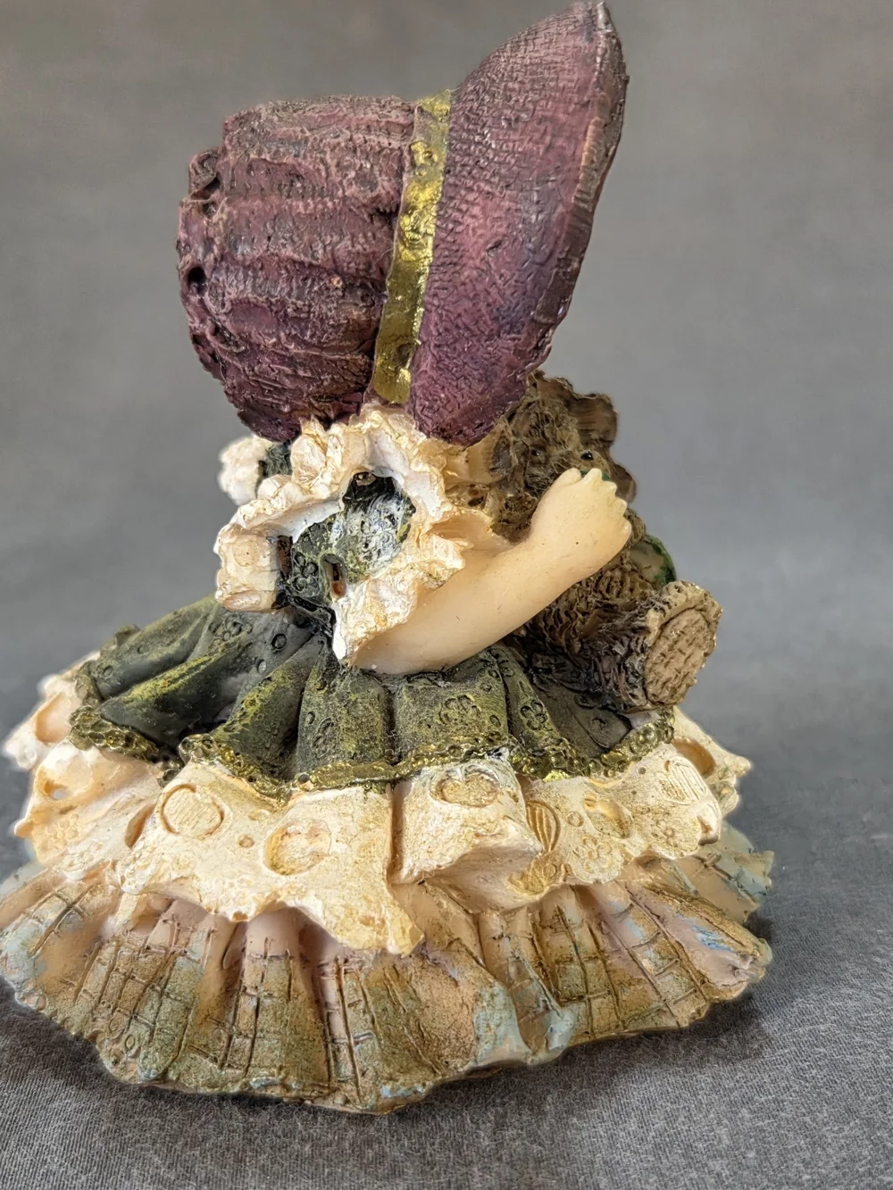 Decorative Porcelain Girl Figurine in Cream and Brown - Classic Table Accent